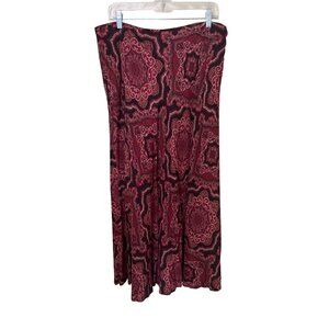 VTG Red & Black‎ Paisley Midi Skirt Sz 16 East 5th Boho